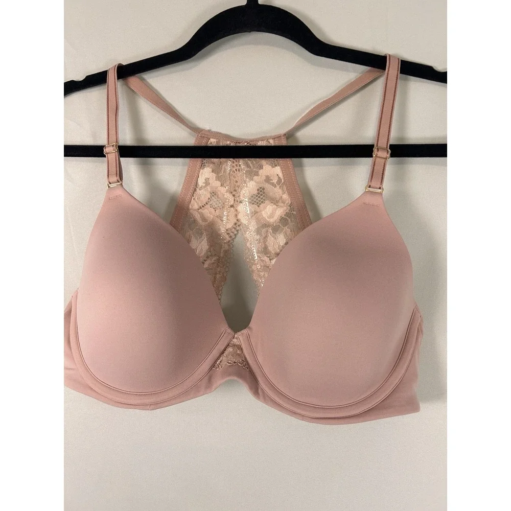 Soma Bra 36C Embraceable Racerback Lined Underwire Adjustable Straps Lace Nude